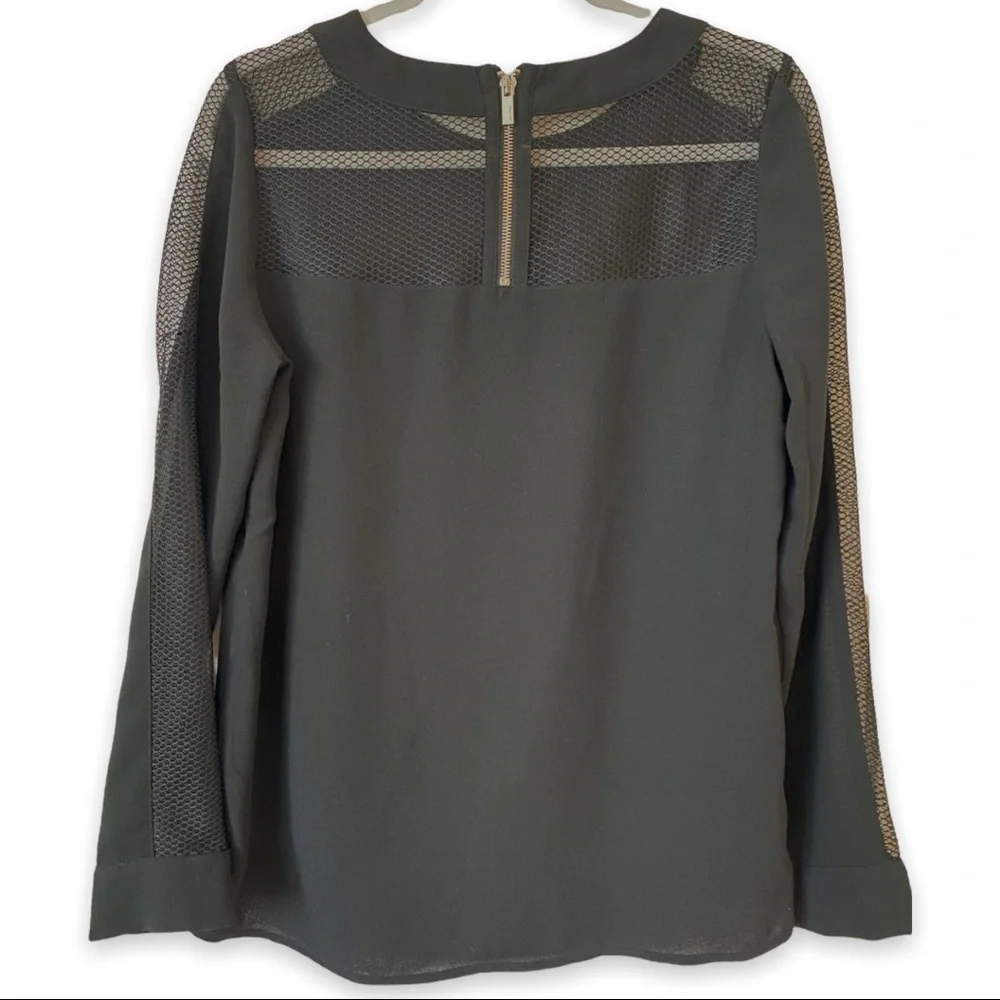 Calvin Klein Black Long-Sleeve Top with Mesh Accent - Picture 2 of 5